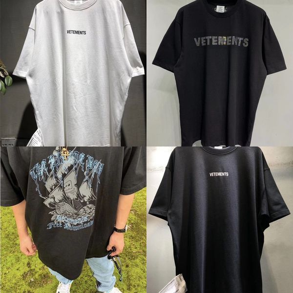 maglietta da uomo firmata T-shirt da uomo T-shirt nuova Vetements Uomo Donna 1 1 T-shirt hip-hop viola bianca di alta qualità Stampa Vetements Vtm