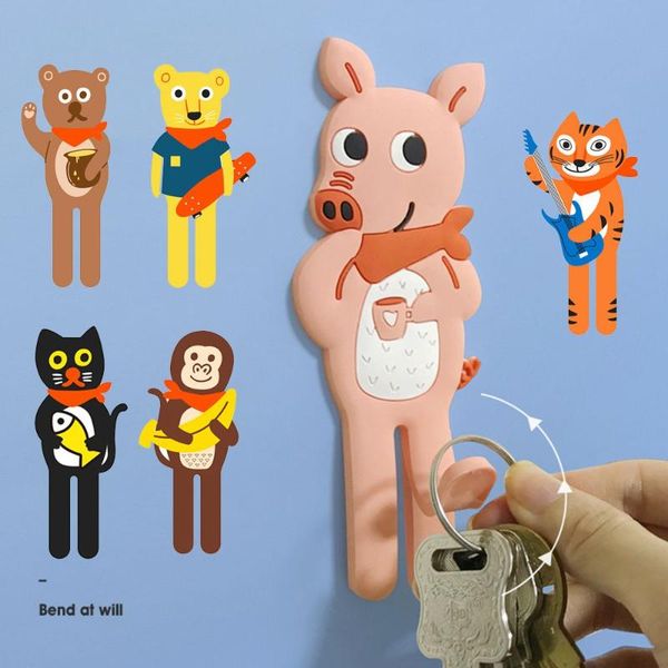 

hooks & rails creative kitchen cartoon wall storage fridge magnet key holder bendable animal hook