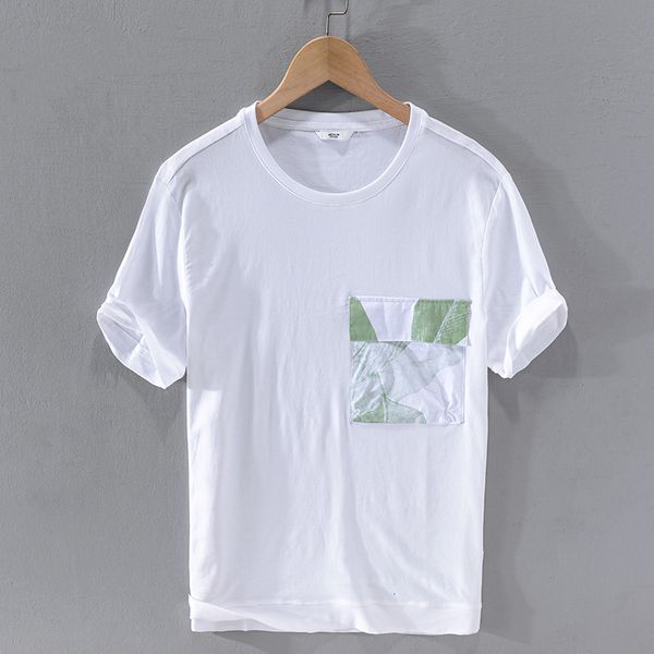 

2021 new summer short-sleeved casual linen t shirt fashion trend white t-shirt for men brand tshirt mens chemise camiseta camisa ybz6, White;black