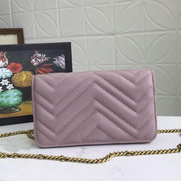 

shoulder bag flap handbag purse chain strap crossbody bags genuine leather plain color double metal letter gold hardware interior zipper poc