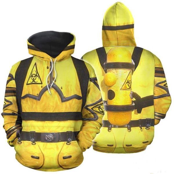 

men's hoodies & sweatshirts hazmat suit 3d all over printed jacket men/women harajuku hoodie casual yellow streetwear sweatshirt pull, Black