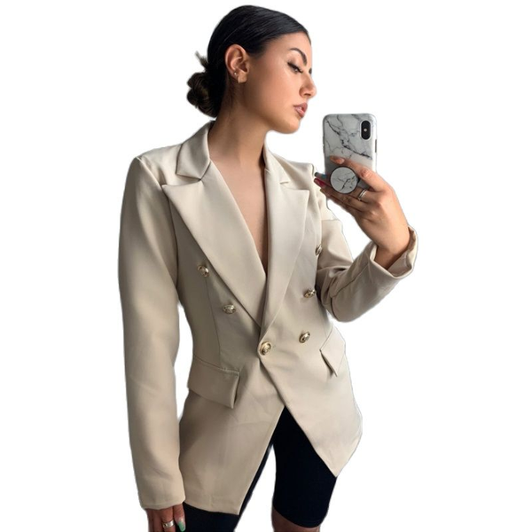 

women's suits & blazers women button suit fashion office ladies autumn clothes solid color double, White;black