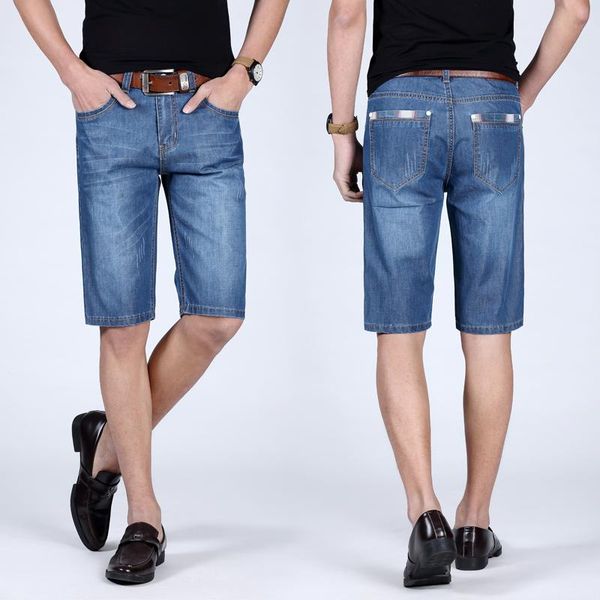 

summer mens jean shorts denim male straight plus size slim, Blue