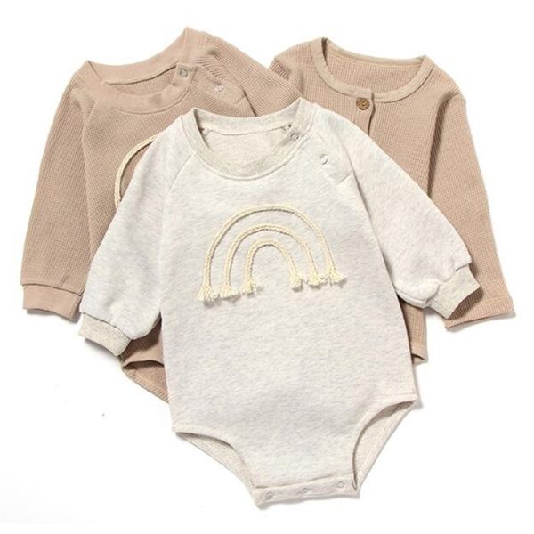 

spring autumn born baby girl rompers baby girl long sleeve pure color rompers baby boy girl rompers clothes 210824, Blue