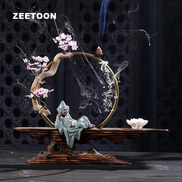 

sachet bags creative sandalwood weathered wood incense burner with lotus statue kit censer / living room decor lucky crafts chinese souvenir