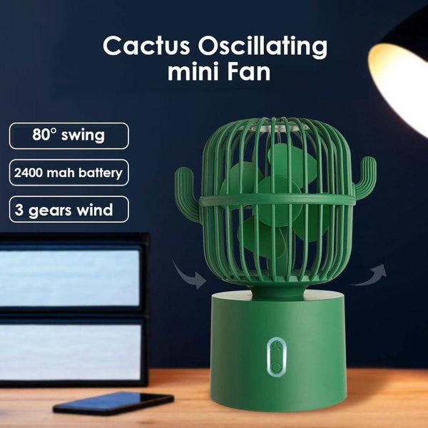 

electric fans cute cactus mini fan usb rechargeable oscillating portable 3 gear cooling home deskair cooler for office traveling
