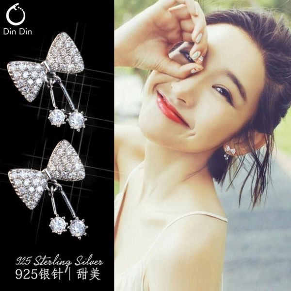 

stud fashion women earrings ear clip allergy butterfly jewelry gifts bling zircon earring trend accessories, Golden;silver