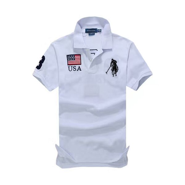 

summer golf flag embroidery new shirt large loose t-shirt polo men's short sleeve, White;black