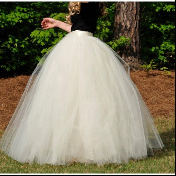 

saias mulher puffy women skirts ball gown zipper waist jupe femme long tulle tutu ivory skirt party maxi, Black