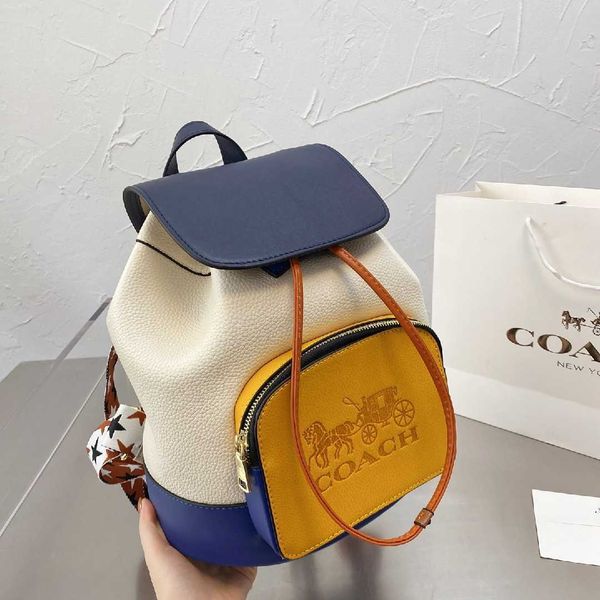

handbag 2021 new c family color matching and horse drawn car large capacity backpack fashion versatile leather backpack handbag zly