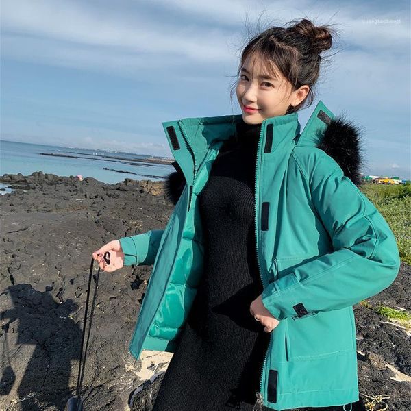 

women's down & parkas 2021 fashion sweet women winter jacket cotton padded warm thicken big fur collar ladies short coats parka womens, Black