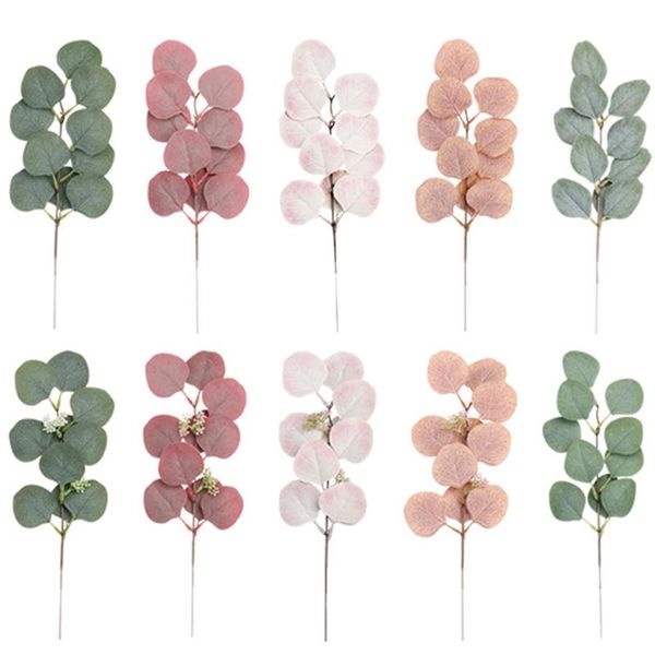 

decorative flowers & wreaths 1pc artificial plants branch diy floral bridal bouquets silk eucalyptus leaf vase home decor christmas wreath