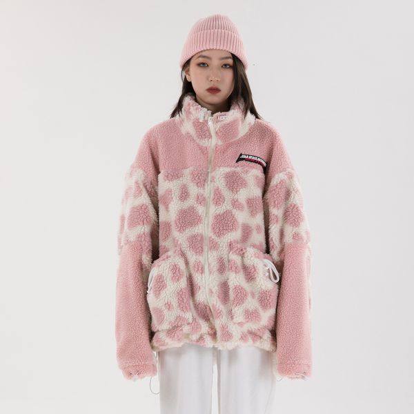 

2021 new dark patchwork sherpa parkas men women winter stand collar big pockets men's coats loose coat for man 9v74, Black;brown