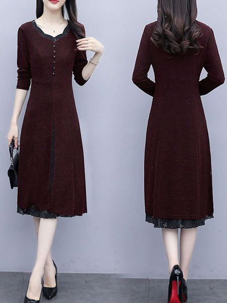 

long sleeve spring and autumn lady dress for women in 2021, Black;gray