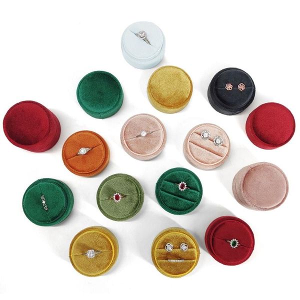 

jewelry pouches, bags xxfd beautiful quality round double ring velvet box birthday anniversary earrings, Pink;blue