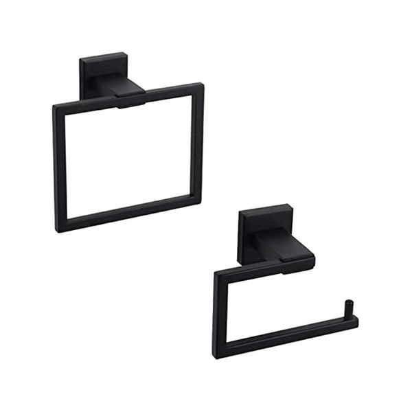 

toilet paper holders bathroom hardware accessories sets stainless steel bath shower set 2-pieces(toilet holder towel ring),black matte