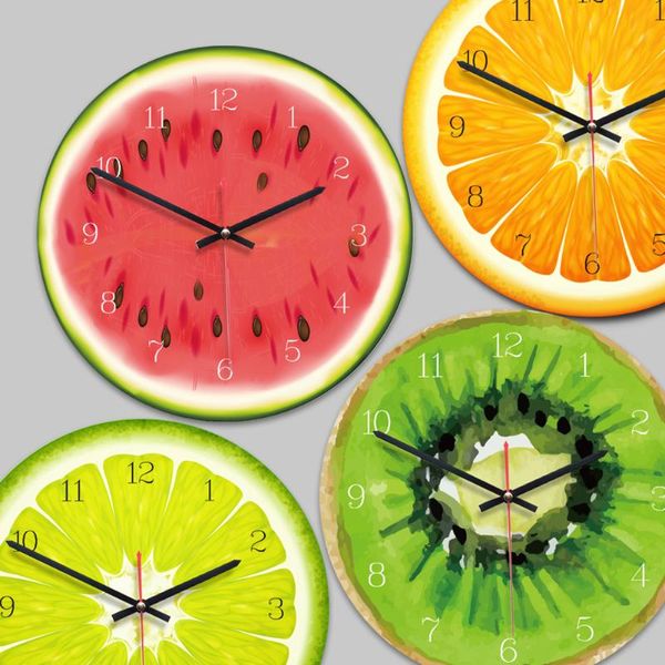 

wall clocks 12 inch cartoon fruits clock creative kids room decoration colorful watch silent movement unique gift