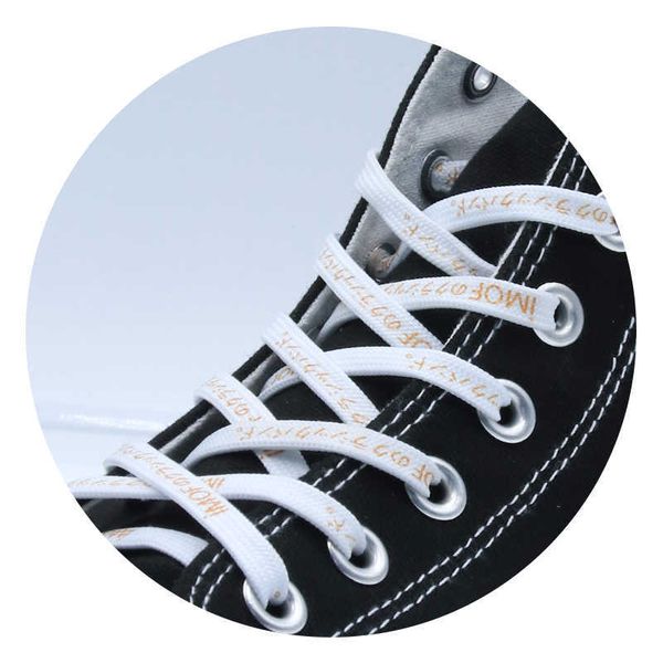 

7mm white golden word silk screen print shoelaces men women sneaker canvas rope 2021 customized available, White;pink