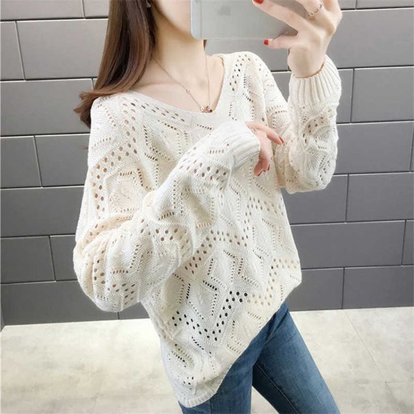 

women's sweaters spring and fall knitted shirt loose-fitting long sleeve short with neckline v nightgown mrs bo cyfj, White;black