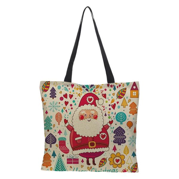 

shopping bags christmas special custom ladies bag printing 3d pattern shoulder burlap foldable reusable casual cartoon 43cm*43cm