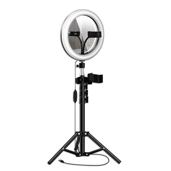 

flash heads ring light with 1.3m foldable bracket 10 inch fill led for youtube/video/pography/live streaming
