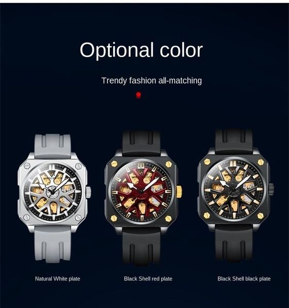 

wristwatches fashion hollow out men's watch sports pointer scale luminous automatic mechanical atmospheric connotation buckle, Slivery;brown