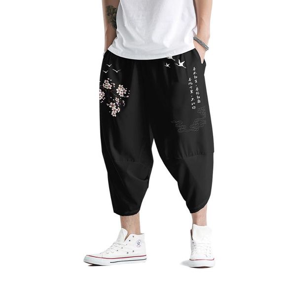 

men's pants hip hop loose joggers men streetwear harajuku black floral print harem trousers sweatpants