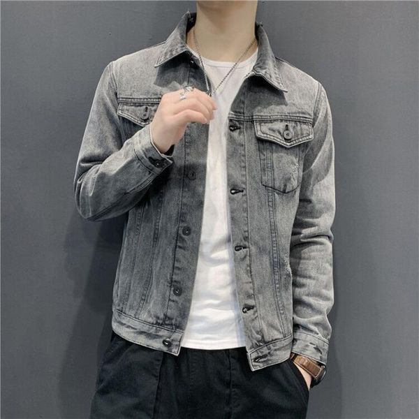 

denim jacket men plus velvet thickening 2021 new autumn and winter korean men's slim spring and autumn teenagers jacket, Black;brown