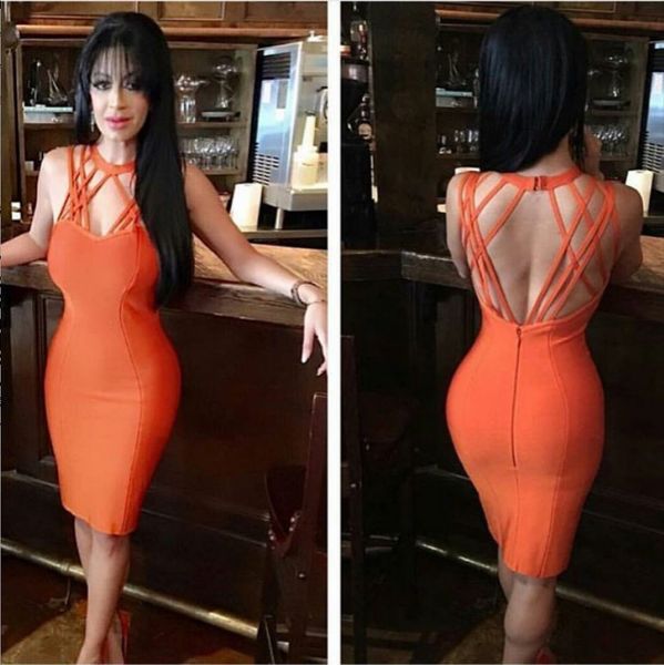 

the latest orange no stolen at height of rayon bandage knee evening club dressed in party m5eh, White