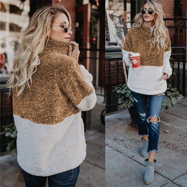

women's winter fleece overcoat sweater hoodies jacket loose zipper with pocket soft warm coat autumn winter wear fs5230, Black
