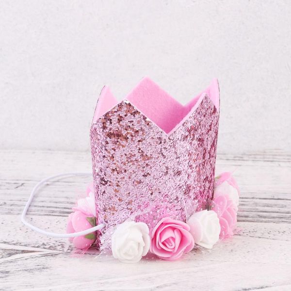 

party hats 1pc children's birthday hat crown flower sequin decoration (hat)