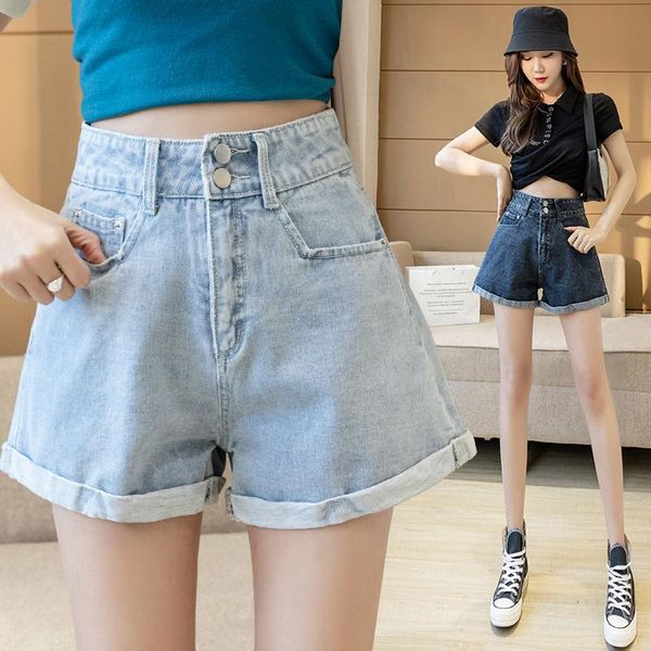 

women's shorts caual denim classic vintage high waist blue wide leg female summer ladies jeans for women, White;black
