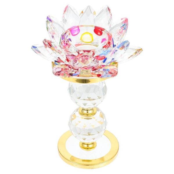 

candle holders 1pc elegant crystal glass lotus candlestick buddhism holder decor
