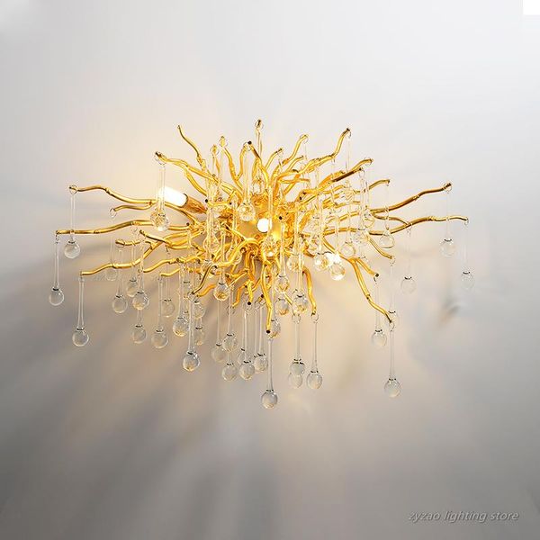 

nordic modern crystal luxury led wall lights gold nordic living room tv background decoration wall lamp for bedroom bedside lamp