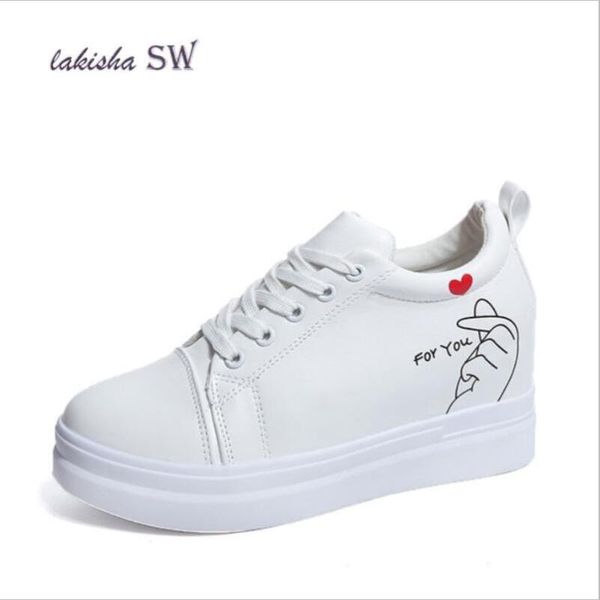 

dress shoes 2021 women high heel platform pumps lace up increasing wedges round toe casual ladies spring white, Black