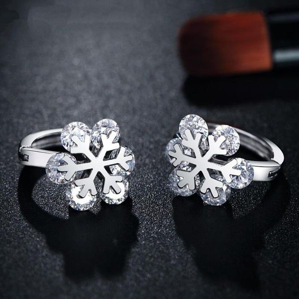 

hoop & huggie kofsac fashion silver color earrings for women shiny zircon exquisite snowflake earring ear jewelry girl christmas accessories, Golden;silver