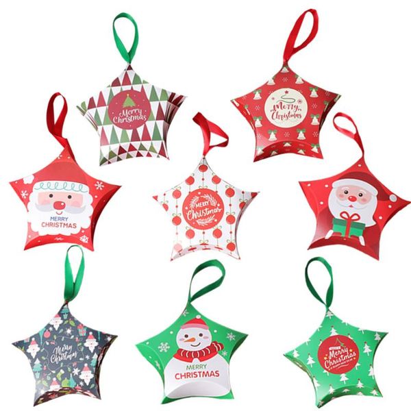 

gift wrap 1 set 8 pcs christmas paper boxes star shape candy (red green)