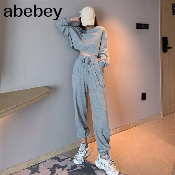 

women's two piece pants 2021 autumn winter women sets pieces cropped and pant set sport suit oversize tracksuit suits, White