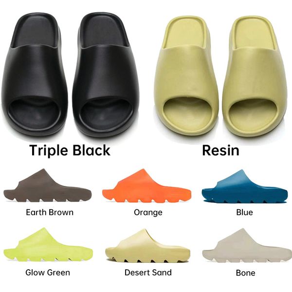 

2021 runner slipper slide sandals shoes mens enflame orange triple black white bone resin earth brown green men women sandal size 32-47