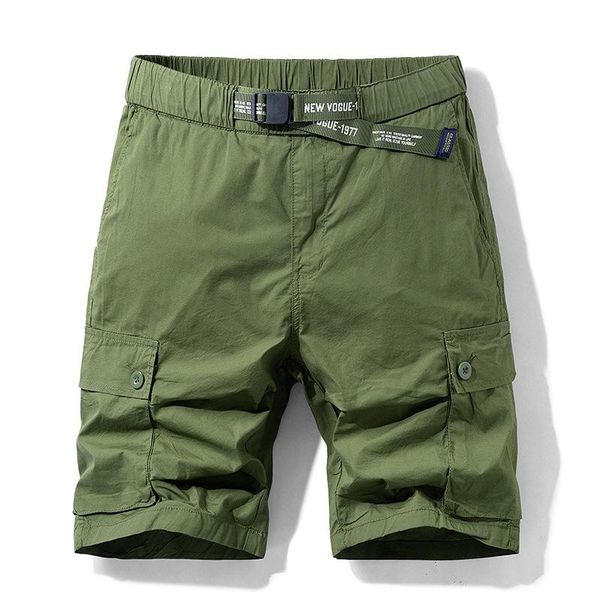 

men's shorts elastic waist multi pocket military cargo 2021 summer male cotton khaki mens tactical short pants no belt, White;black