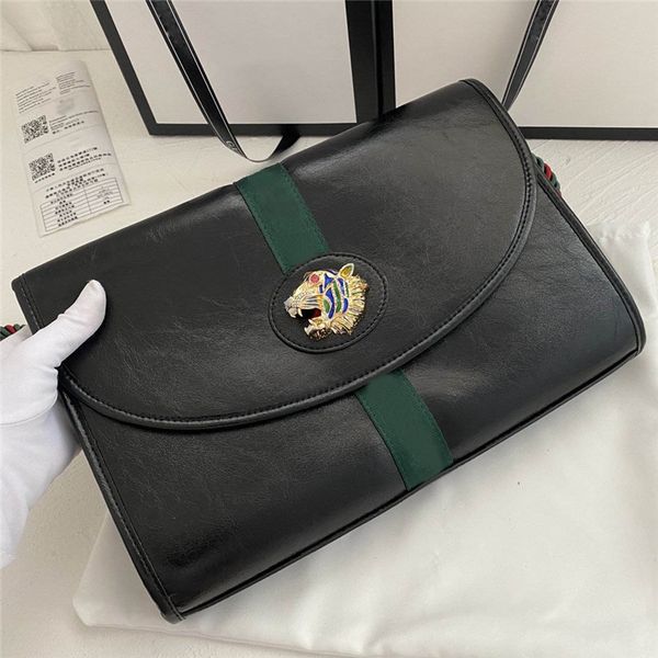 

designer luxury 1940 vintage leather file folder rajah hattie carnegie black shoulder bag 564697 size 32.5*21*6cm 3jos