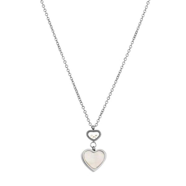 

pendant necklaces 2021 fashion heart-shaped white shell women's necklace stainless steel round bead jewelry manufacturer wholesale, Silver