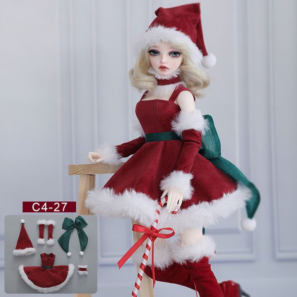 

Shin 1/4 BJD Clothes LDS Cai Girl Clothes Big Chest BJD Dress Doll Accessories for Female Body MSD Size Doll Xmas Outfit