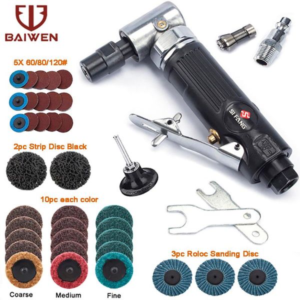 

pneumatic tools mini 1/4'' air angle die grinder 90 degree grinding polisher machine mill engraving kits with 2inch sanding discs