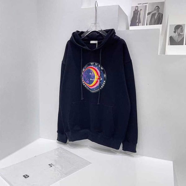 

2021 autumn fashion net red same brand correct version printed letter hooded long sleeve loose sweater, Black