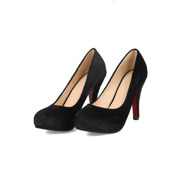 

european solid-colored satin simple high-heel platform ultra-thin and large size women's shoes ezsm, Black