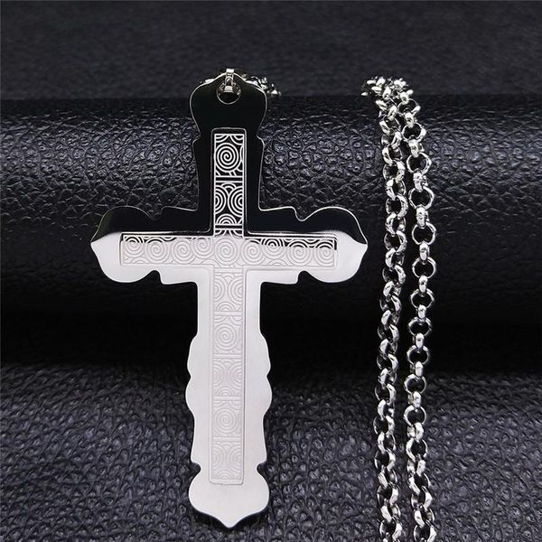 

pendant necklaces 2021 catholicism cross stainless steel necklace for women/men silver color big chain jewelry cadena n4298s05