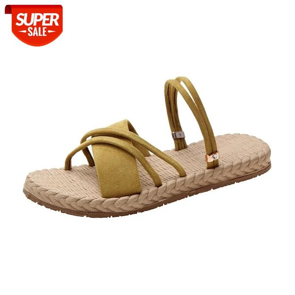 

slippers female 2020 summer new fashion gladiator slipper cross word non-slip women sandals woman slip on flats shoes size 40 #2v5o, Black