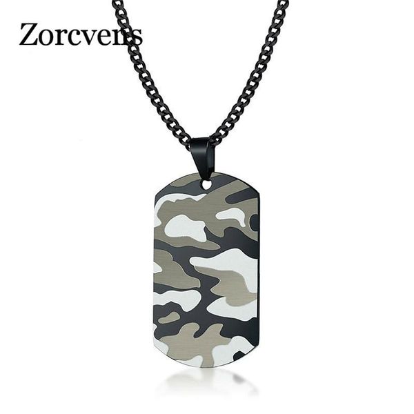 

pendant necklaces modyle cool camouflage dog tag necklace for men stainless steel soldier army male collar jewelry, Silver