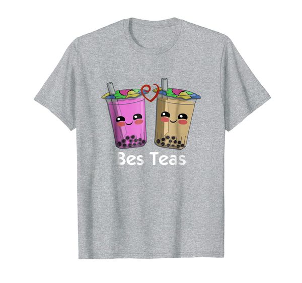 

bes teas - es friends bubble tea boba cute t shirt, White;black
